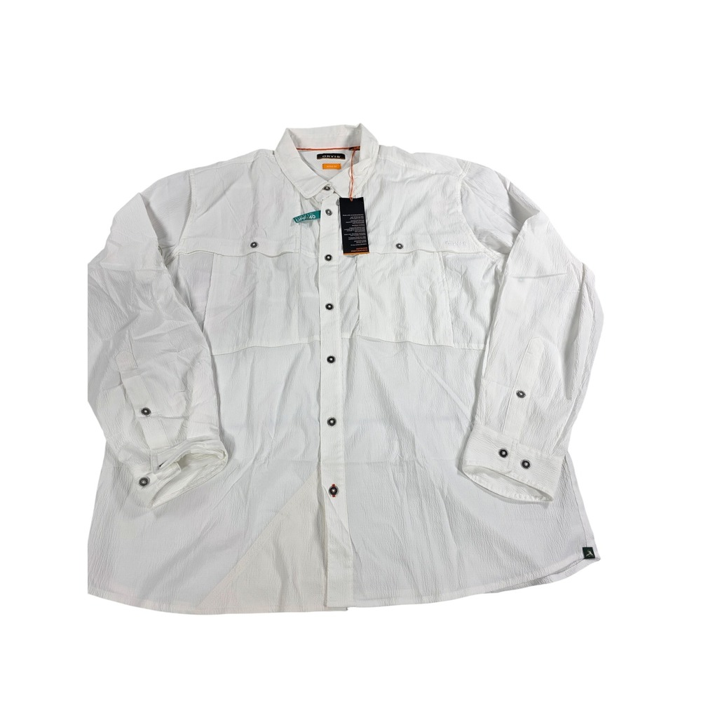 Orvis Mens XL White Shirt UPF 40 Gauze Long Sleeve Active Fit NWT